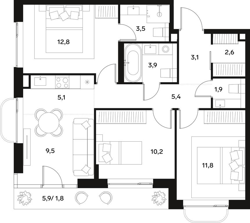 2-BD Apartment Sale, 71.6 sq. m. at Alia, Lyotnaya Street, 95Бк2, Moscow, Russia #1