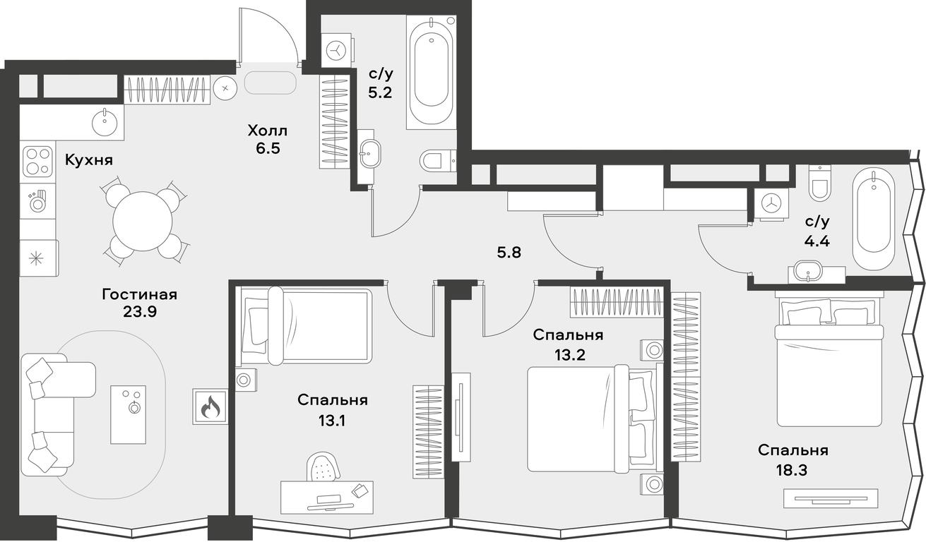 2-BD Apartment Sale, 90.4 sq. m. at Alia, Lyotnaya Street, 95Бк2, Moscow, Russia #2