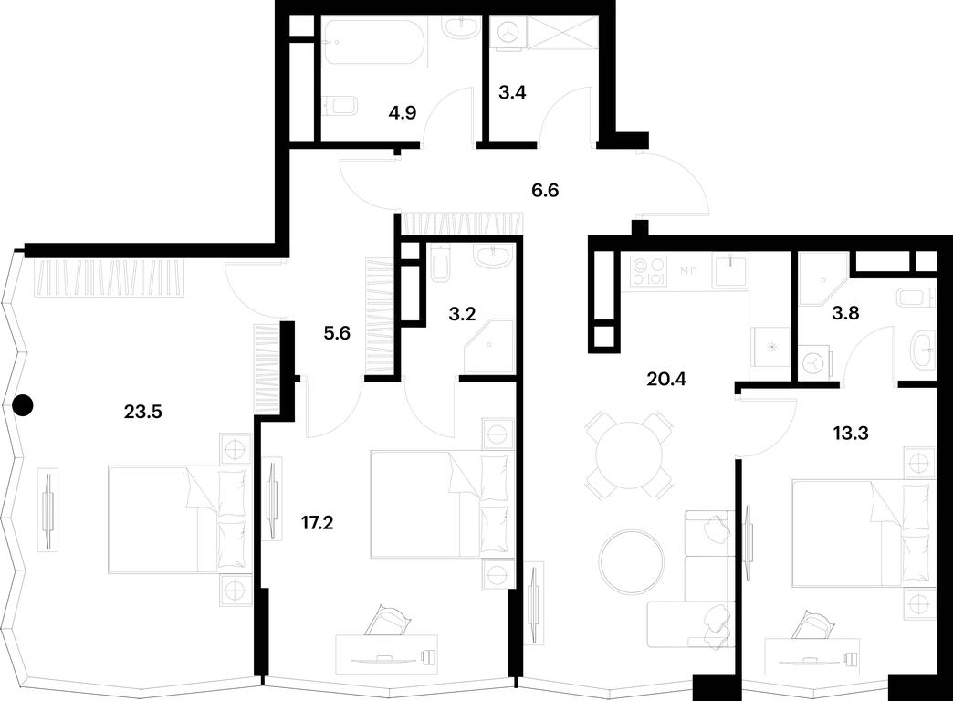 2-BD Apartment Sale, 101.9 sq. m. at Alia, Lyotnaya Street, 95Бк2, Moscow, Russia #1