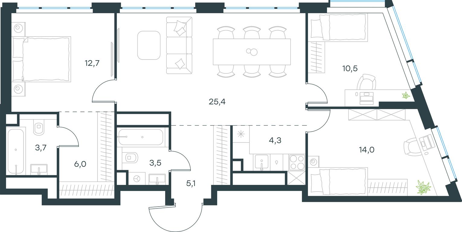 3-BD Apartment Sale, 85.2 sq. m. at Level Michurinskiy, Озёрная улица, вл1, Москва, Россия #1 3-BD Apartment Sale, 85.2 sq. m. at Level Michurinskiy, Озёрная улица, вл1, Москва, Россия #1
