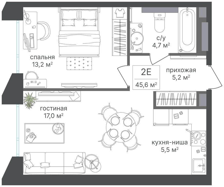 1-BD Apartment Sale, 45.6 sq. m. at Petrovskiy Park II, Stary Petrovsko-Razumovsky Drive, 1/23, Moscow, Russia #2