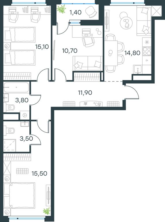 Продажа 2-комн. квартиры, 76,7 м² в ЖК «Город «В лесу»», жилой комплекс Город в Лесу, посёлок Отрадное, городской округ Красногорск, Московская область, Россия #2