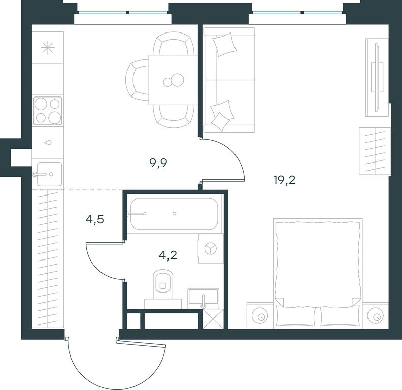 Apartment Sale, 37.8平方米 at Level Michurinskiy, Озёрная улица, вл1, Москва, Россия #1