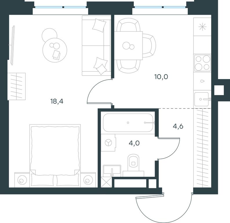Apartment Sale, 37 sq. m. at Level Michurinskiy, Озёрная улица, вл1, Москва, Россия #1