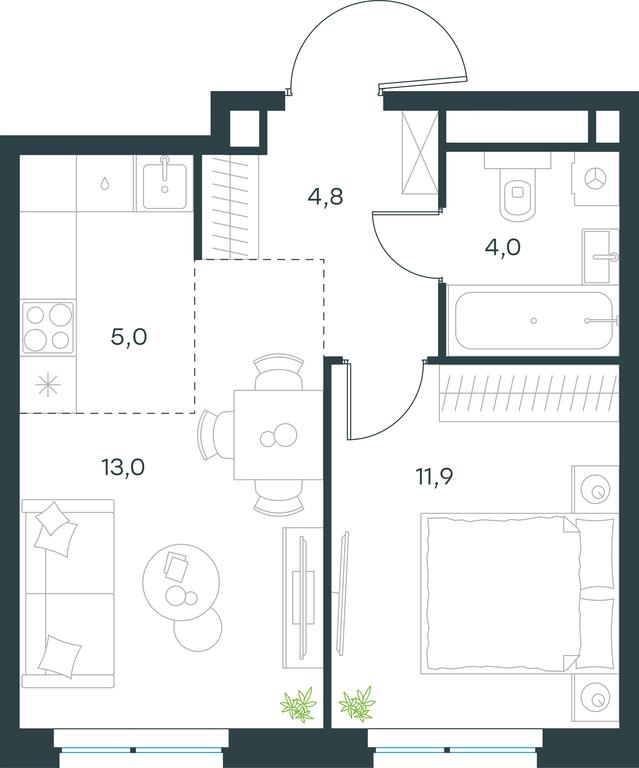 1-BD Apartment Sale, 38.7 sq. m. at Level Michurinskiy, Озёрная улица, вл1, Москва, Россия #1 1-BD Apartment Sale, 38.7 sq. m. at Level Michurinskiy, Озёрная улица, вл1, Москва, Россия #1