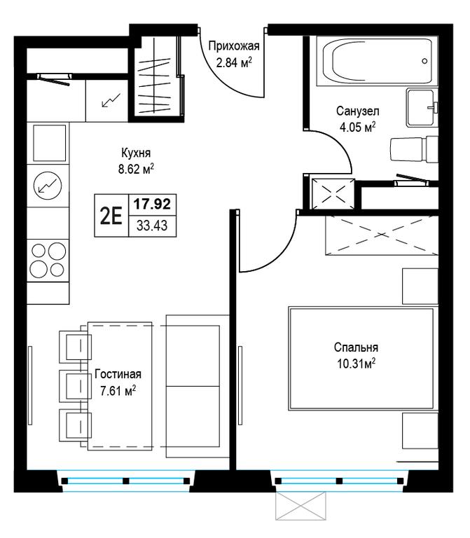 1-BD Apartment Sale, 33.3平方米 at Eko Vidnoe 2.0, kvartal Tsentralny, 1, Kupelinka Subdistrict, derevnya Sapronovo, Leninskiy City District, Moscow Region, Russia #1 1-BD Apartment Sale, 33.3平方米 at Eko Vidnoe 2.0, kvartal Tsentralny, 1, Kupelinka Subdistrict, derevnya Sapronovo, Leninskiy City District, Moscow Region, Russia #1