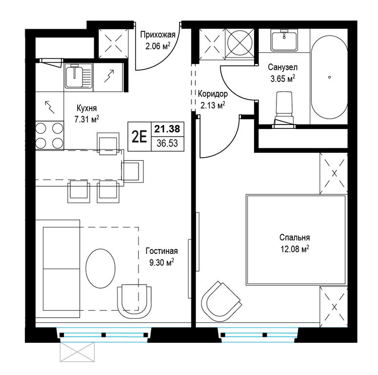 1-BD Apartment Sale, 36.4 sq. m. at Eko Vidnoe 2.0, kvartal Tsentralny, 1, Kupelinka Subdistrict, derevnya Sapronovo, Leninskiy City District, Moscow Region, Russia #1 1-BD Apartment Sale, 36.4 sq. m. at Eko Vidnoe 2.0, kvartal Tsentralny, 1, Kupelinka Subdistrict, derevnya Sapronovo, Leninskiy City District, Moscow Region, Russia #1