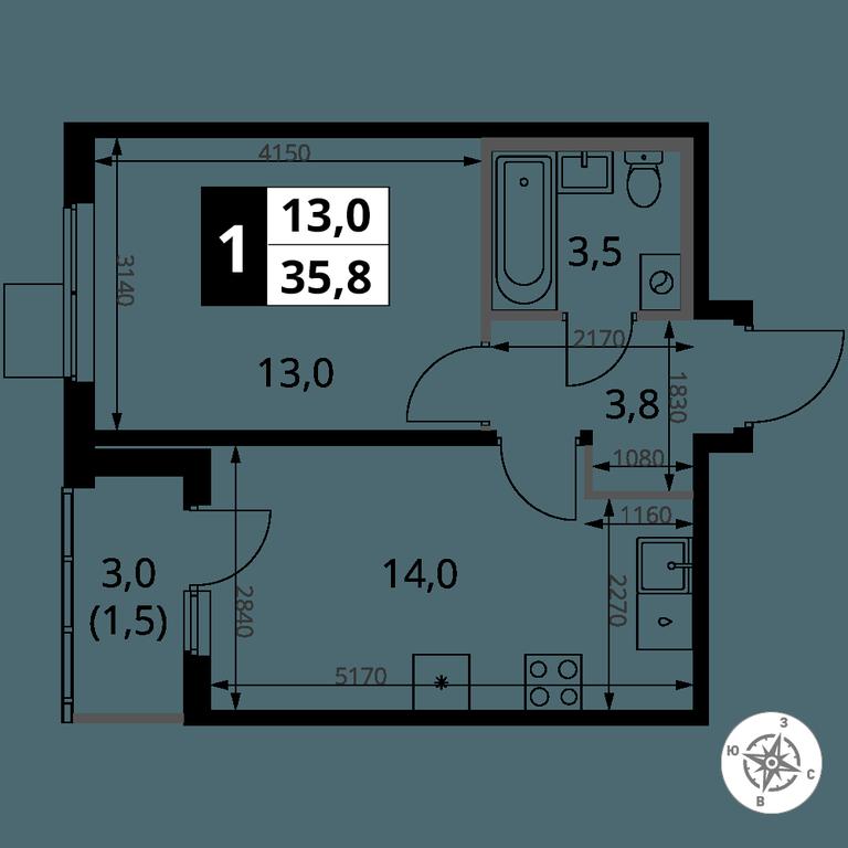 1-BD Apartment Sale, 35.8 sq. m. at 1 Yasenevskij, Kvartal № 24, Mosrentgen Settlement, Moscow, Russia #1 1-BD Apartment Sale, 35.8 sq. m. at 1 Yasenevskij, Kvartal № 24, Mosrentgen Settlement, Moscow, Russia #1