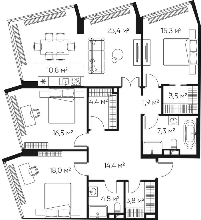 3-BD Apartment Sale, 123.2 sq. m. at High Life, Letnikovskaya Street, 11/10с1, Moscow, Russia #2