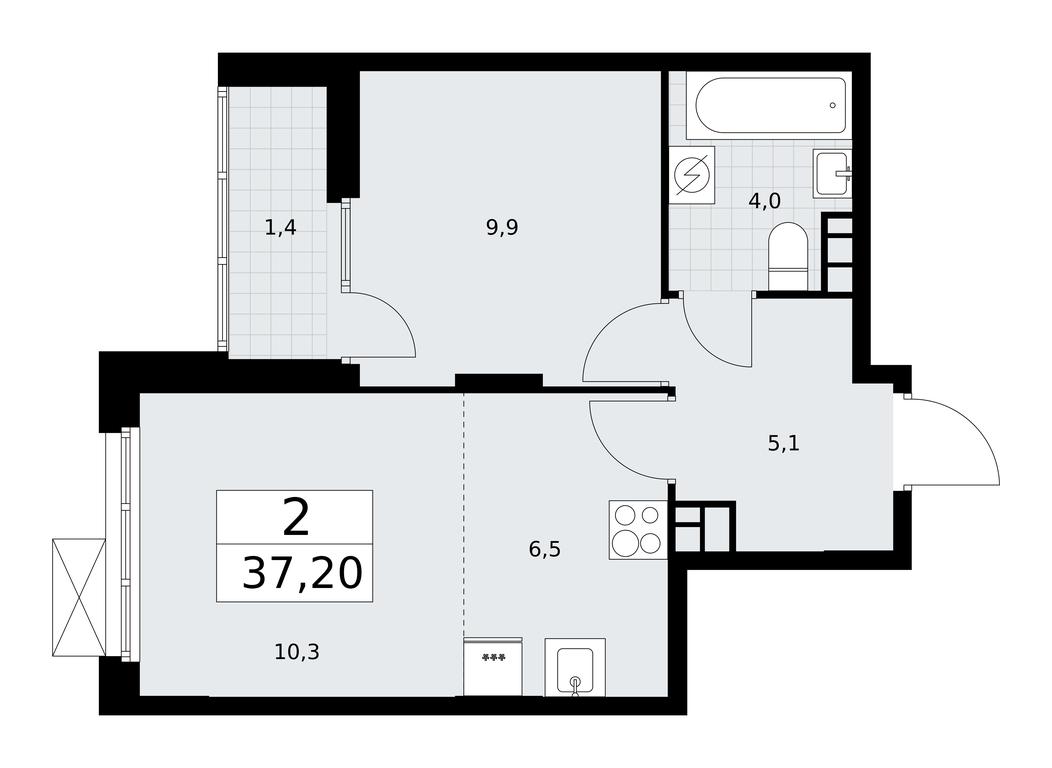 1-BD Apartment Sale, 37.3 sq. m. at Buninskie Kvartaly, Akademika Semyonova Street, 22, Moscow, Russia #1