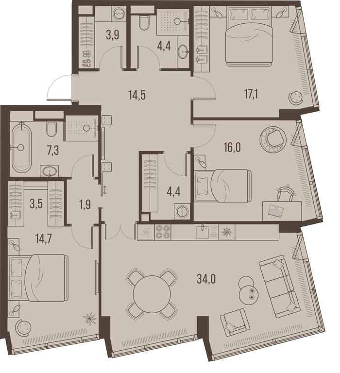 3-BD Apartment Sale, 121.6 sq. m. at High Life, Letnikovskaya Street, 11/10с1, Moscow, Russia #2 3-BD Apartment Sale, 121.6 sq. m. at High Life, Letnikovskaya Street, 11/10с1, Moscow, Russia #2