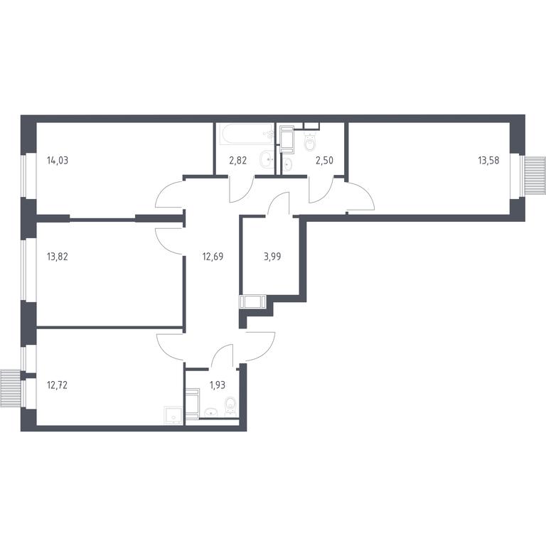 2-BD Apartment Sale, 78.08 sq. m. at Bolshoe Putilkovo, Prostornaya ulitsa, 1, Putilkovo Village, Krasnogorsk City District, Moscow Region, Russia #1
