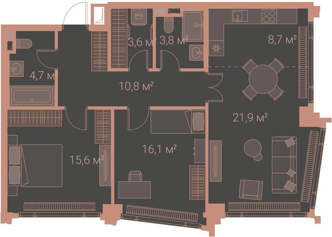 2-BD Apartment Sale, 119.4平方米 at High Life, Letnikovskaya Street, 11/10с1, Moscow, Russia #1