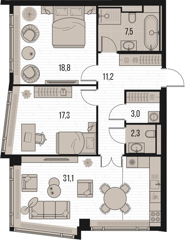 2-BD Apartment Sale, 92.5平方米 at High Life, Letnikovskaya Street, 11/10с1, Moscow, Russia #2 2-BD Apartment Sale, 92.5平方米 at High Life, Letnikovskaya Street, 11/10с1, Moscow, Russia #2