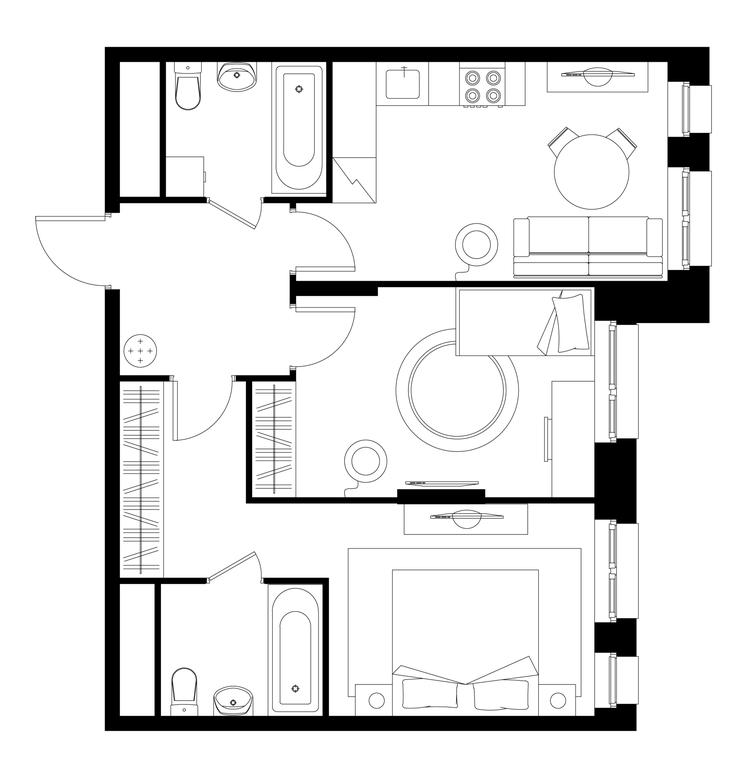 2-BD Apartment Sale, 56.8平方米 at Pervyi Moskovskiy, ulitsa Bianki, 1, Moskovskiy, Moscow, Russia #1