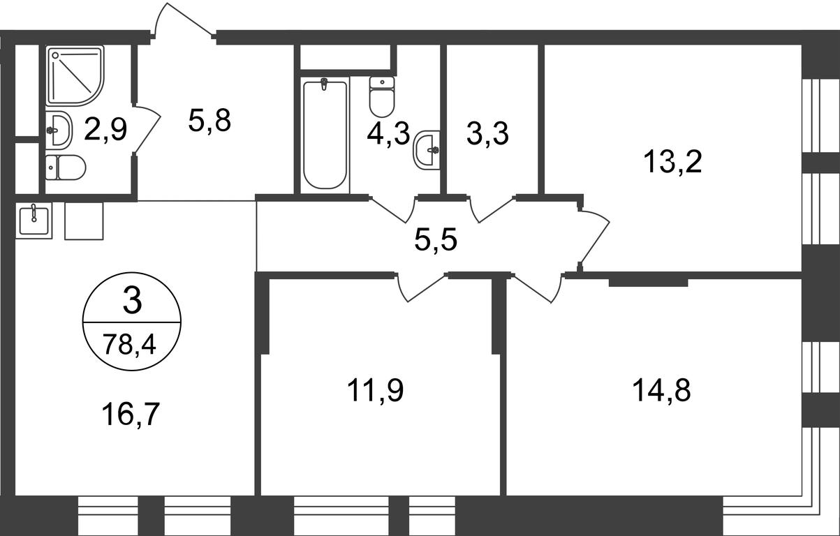 3-BD Apartment Sale, 78.4平方米 at Pervyi Moskovskiy, ulitsa Bianki, 1, Moskovskiy, Moscow, Russia #2 3-BD Apartment Sale, 78.4平方米 at Pervyi Moskovskiy, ulitsa Bianki, 1, Moskovskiy, Moscow, Russia #2