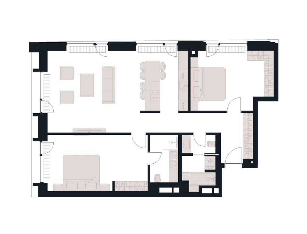 2-BD Apartment Sale, 104.7平方米 at Victory Park Residences, Bratyev Fonchenko Street, вл3, Moscow, Russia #2 2-BD Apartment Sale, 104.7平方米 at Victory Park Residences, Bratyev Fonchenko Street, вл3, Moscow, Russia #2