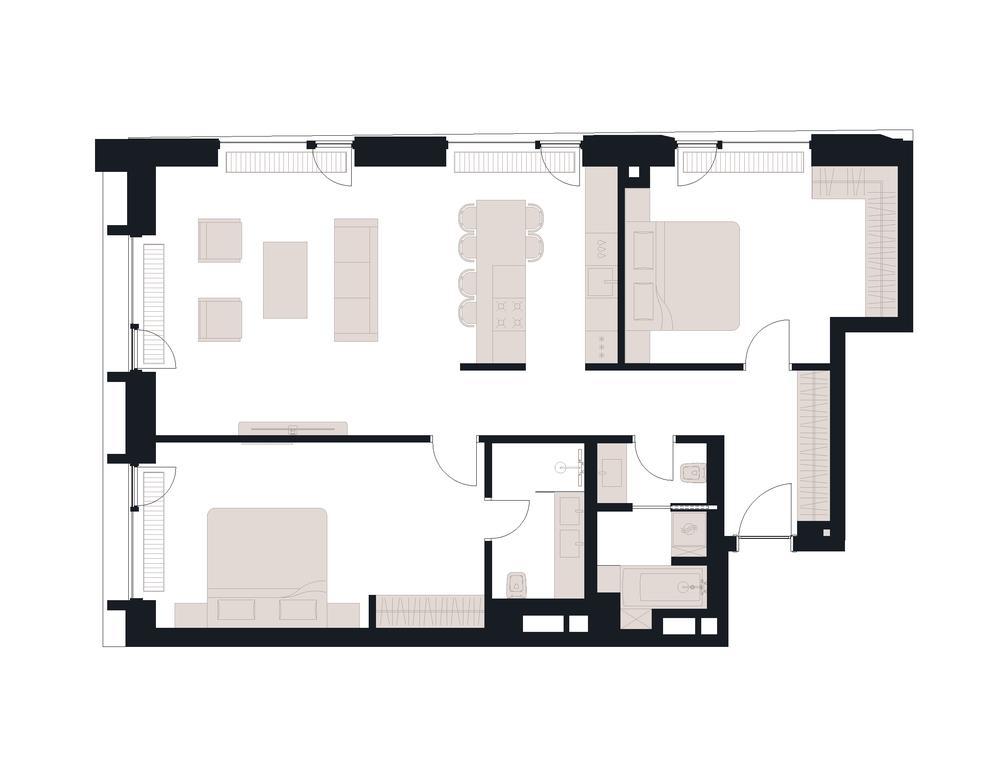 2-BD Apartment Sale, 104.7平方米 at Victory Park Residences, Bratyev Fonchenko Street, вл3, Moscow, Russia #1 2-BD Apartment Sale, 104.7平方米 at Victory Park Residences, Bratyev Fonchenko Street, вл3, Moscow, Russia #1
