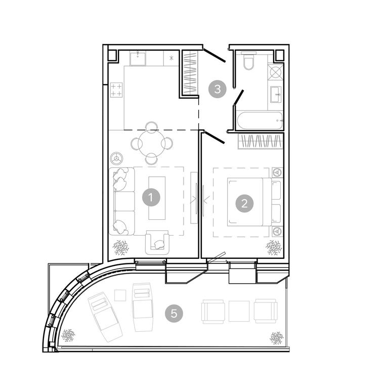 1-BD Apartment Sale, 53平方米 at UNO.Sokolinaya Gora, 8th Sokolinoy Gory Street, 26, Moscow, Russia #2