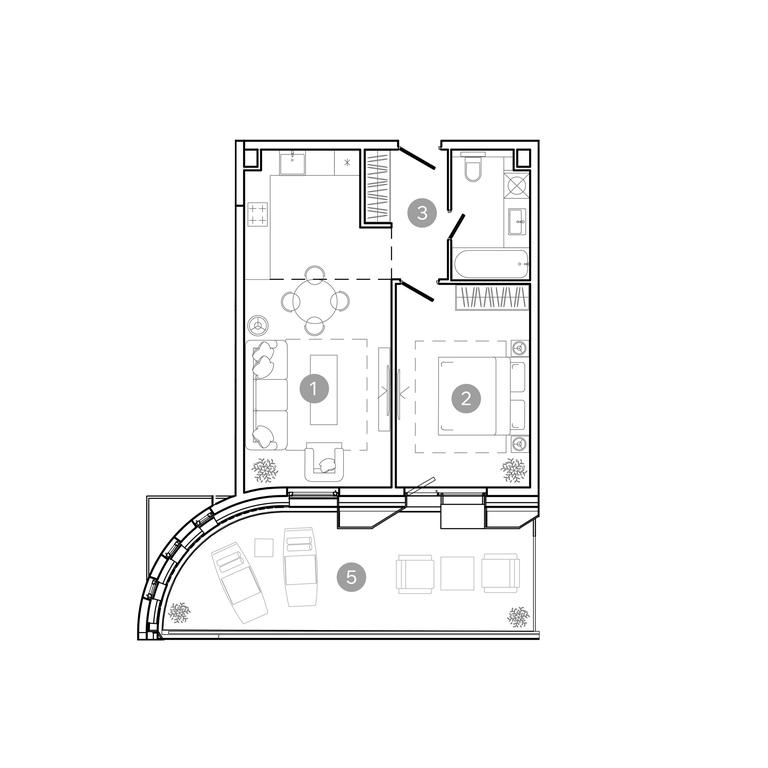 1-BD Apartment Sale, 53平方米 at UNO.Sokolinaya Gora, 8th Sokolinoy Gory Street, 26, Moscow, Russia #1