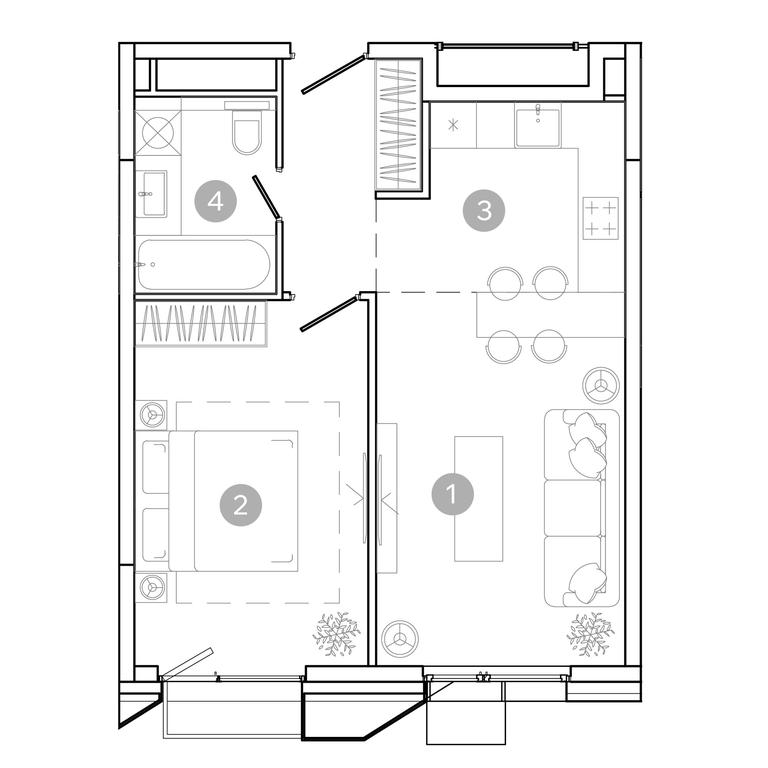 1-BD Apartment Sale, 45.3平方米 at UNO.Sokolinaya Gora, 8th Sokolinoy Gory Street, 26, Moscow, Russia #2