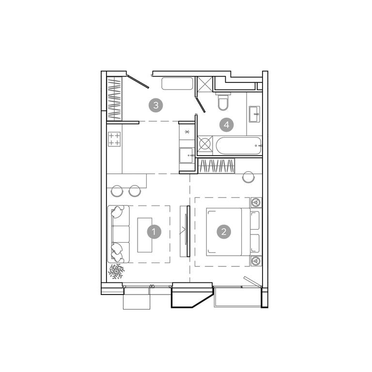 1-BD Apartment Sale, 43.5平方米 at UNO.Sokolinaya Gora, 8th Sokolinoy Gory Street, 26, Moscow, Russia #1