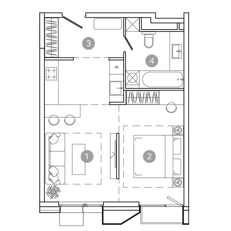1-BD Apartment Sale, 43.5平方米 at UNO.Sokolinaya Gora, 8th Sokolinoy Gory Street, 26, Moscow, Russia #2