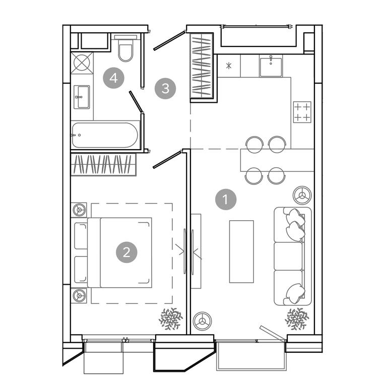 1-BD Apartment Sale, 45.3平方米 at UNO.Sokolinaya Gora, 8th Sokolinoy Gory Street, 26, Moscow, Russia #2