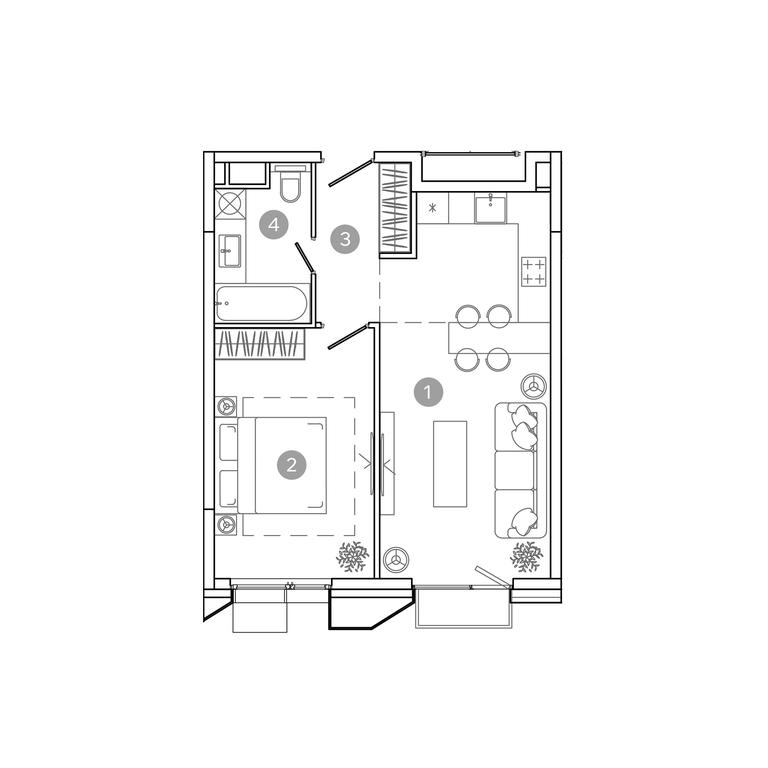 1-BD Apartment Sale, 45.3平方米 at UNO.Sokolinaya Gora, 8th Sokolinoy Gory Street, 26, Moscow, Russia #1