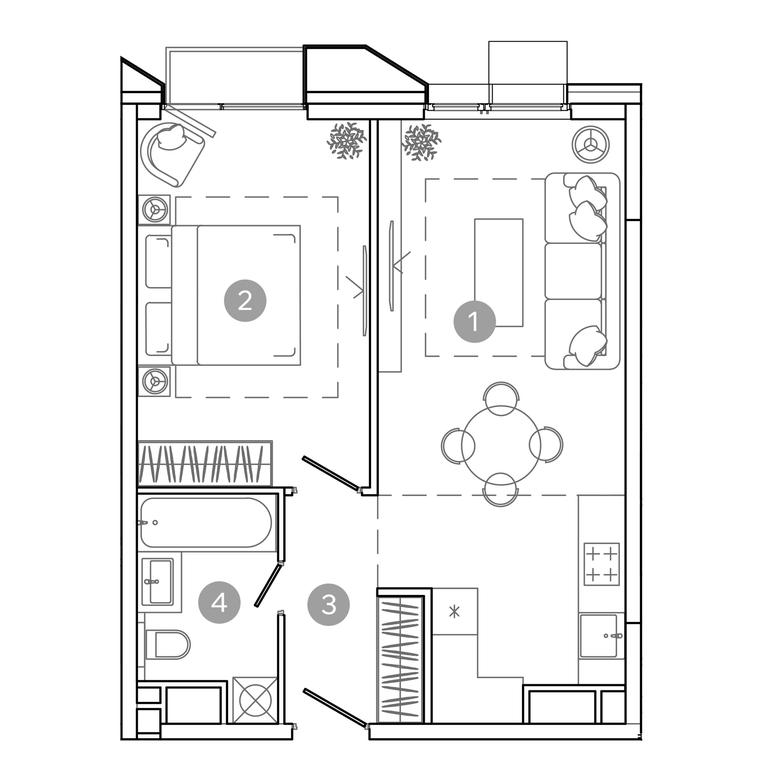 1-BD Apartment Sale, 45.7平方米 at UNO.Sokolinaya Gora, 8th Sokolinoy Gory Street, 26, Moscow, Russia #2