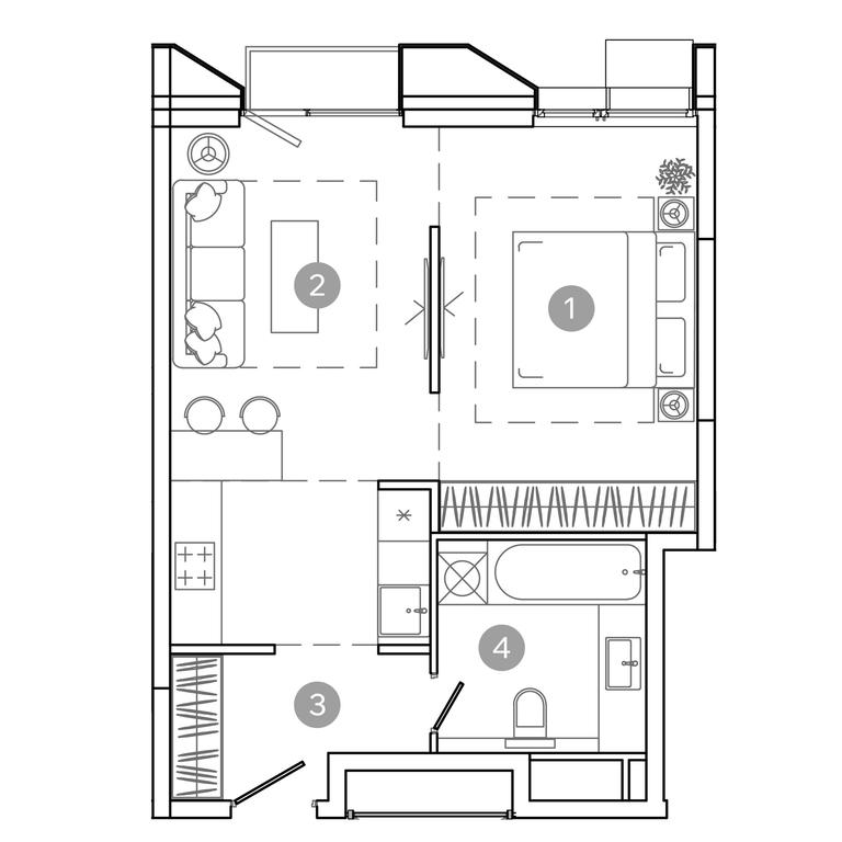1-BD Apartment Sale, 43.5平方米 at UNO.Sokolinaya Gora, 8th Sokolinoy Gory Street, 26, Moscow, Russia #2
