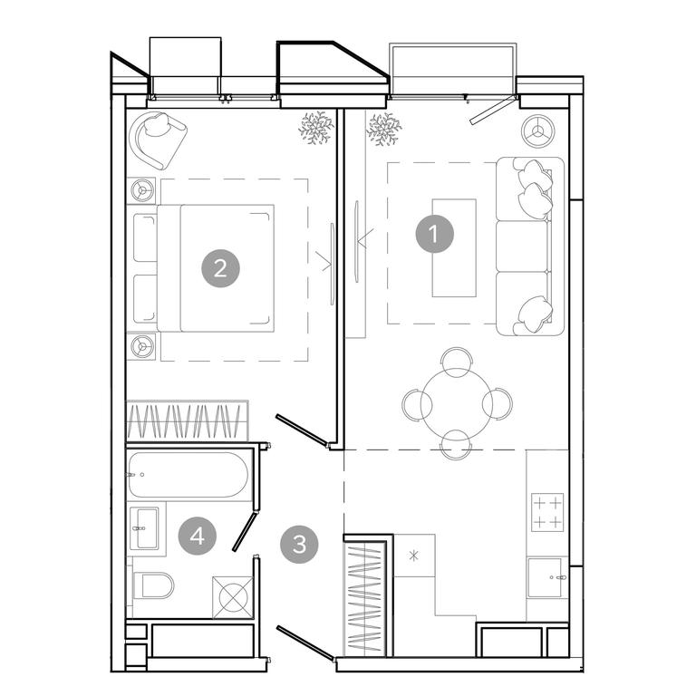 1-BD Apartment Sale, 45.7平方米 at UNO.Sokolinaya Gora, 8th Sokolinoy Gory Street, 26, Moscow, Russia #2