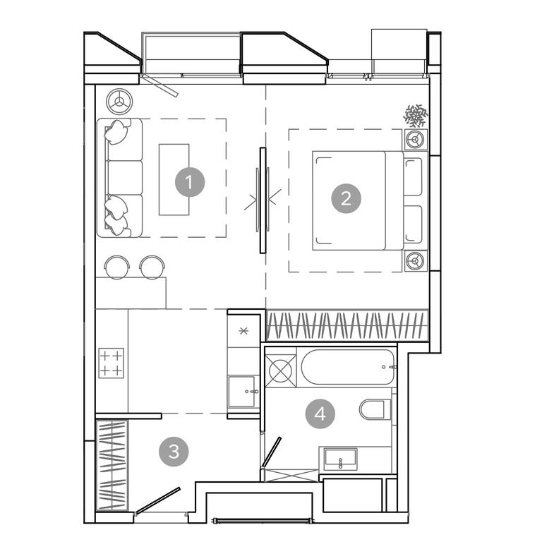 1-BD Apartment Sale, 43.5平方米 at UNO.Sokolinaya Gora, 8th Sokolinoy Gory Street, 26, Moscow, Russia #2