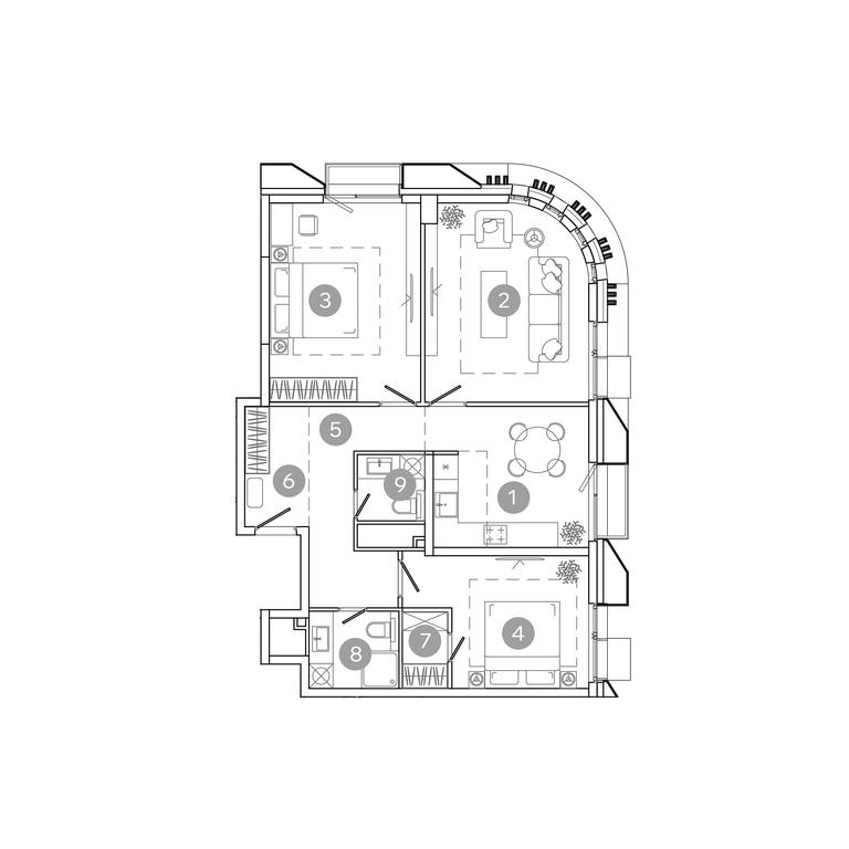 3-BD Apartment Sale, 82.1 sq. m. at UNO.Sokolinaya Gora, 8th Sokolinoy Gory Street, 26, Moscow, Russia #1