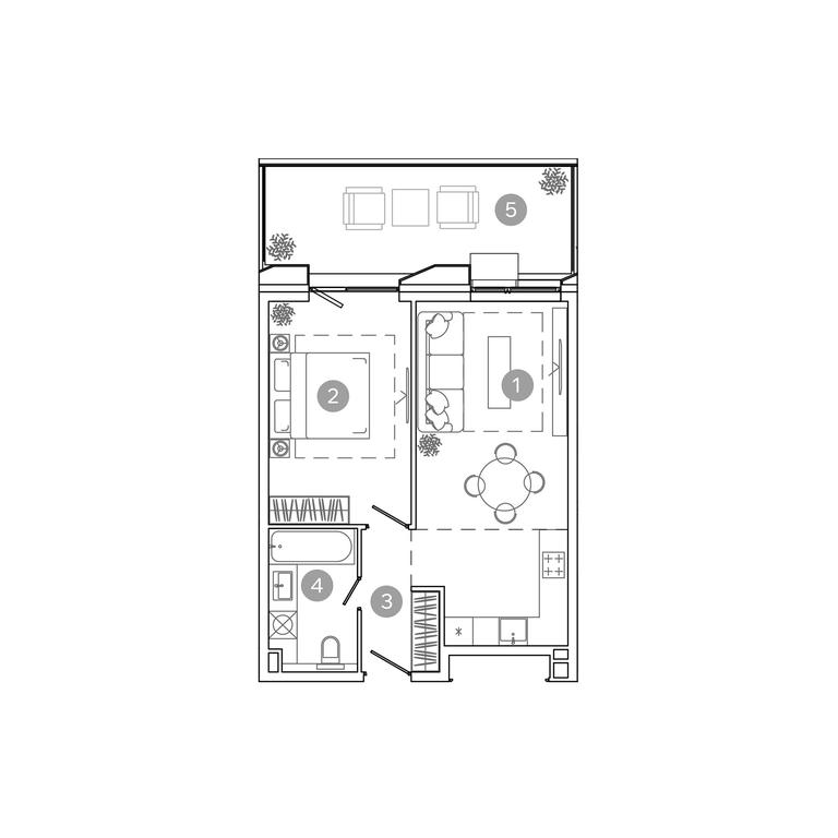 1-BD Apartment Sale, 50平方米 at UNO.Sokolinaya Gora, 8th Sokolinoy Gory Street, 26, Moscow, Russia #1