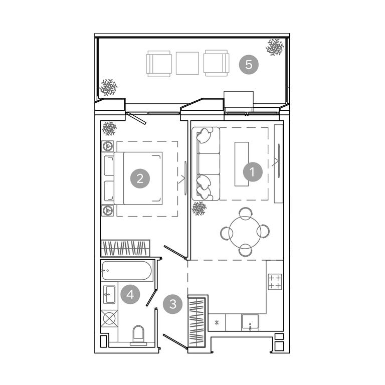 1-BD Apartment Sale, 50平方米 at UNO.Sokolinaya Gora, 8th Sokolinoy Gory Street, 26, Moscow, Russia #2