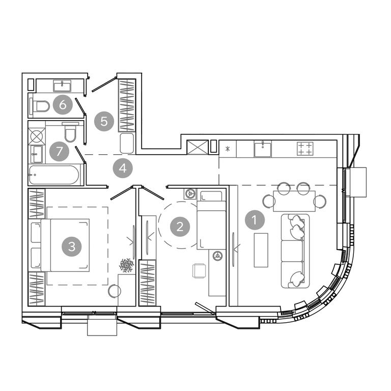 2-BD Apartment Sale, 62.9平方米 at UNO.Sokolinaya Gora, 8th Sokolinoy Gory Street, 26, Moscow, Russia #2