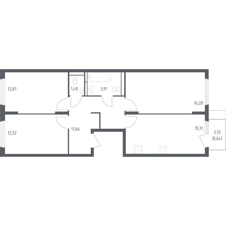 2-BD Apartment Sale, 75.07 sq. m. at Ostafevo, Ostafyevskoe Highway, 12к1, Ryazanovskoe Settlement, Moscow, Russia #1 2-BD Apartment Sale, 75.07 sq. m. at Ostafevo, Ostafyevskoe Highway, 12к1, Ryazanovskoe Settlement, Moscow, Russia #1