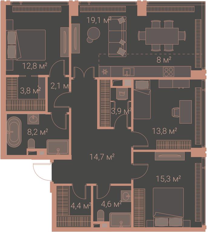 3-BD Apartment Sale, 116.8平方米 at High Life, Letnikovskaya Street, 11/10с1, Moscow, Russia #1 3-BD Apartment Sale, 116.8平方米 at High Life, Letnikovskaya Street, 11/10с1, Moscow, Russia #1