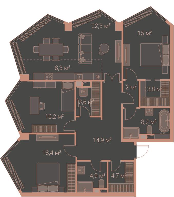 3-BD Apartment Sale, 129.3平方米 at High Life, Letnikovskaya Street, 11/10с1, Moscow, Russia #1