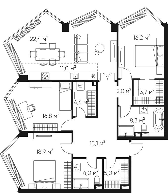 3-BD Apartment Sale, 129.3平方米 at High Life, Letnikovskaya Street, 11/10с1, Moscow, Russia #2