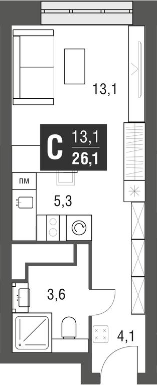Apartment Sale, 26.1 sq. m. at Afi Tower, Serebryakova Drive, 11-13к1, Moscow, Russia #1 Apartment Sale, 26.1 sq. m. at Afi Tower, Serebryakova Drive, 11-13к1, Moscow, Russia #1