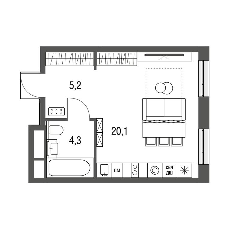 Apartment Sale, 29.6 sq. m. at Sirenevyi Park, Otkrytoye Highway, 20с1, Moscow, Russia #1
