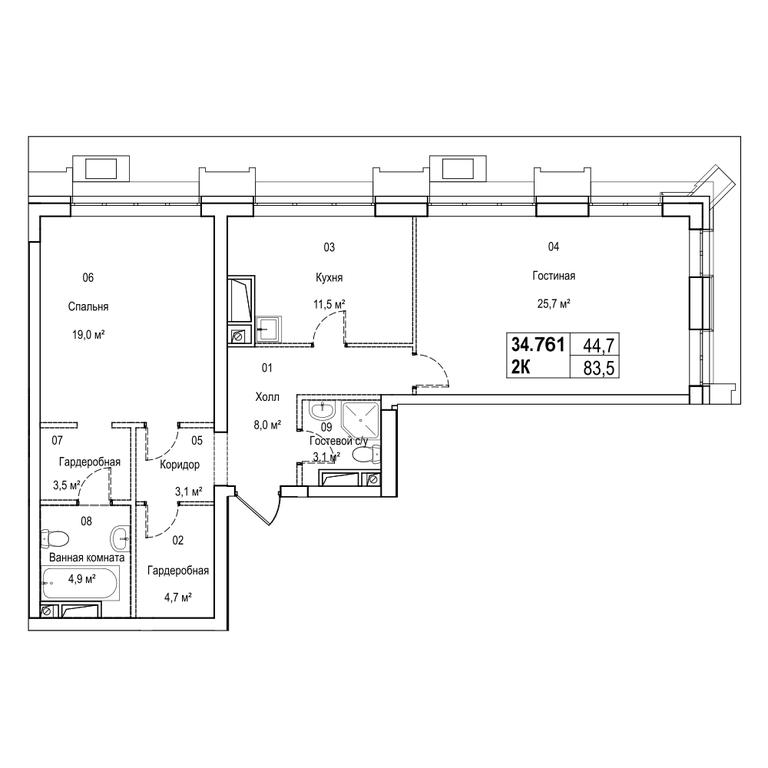 3-BD Apartment Sale, 102.2平方米 at Silver, Serebryakova Drive, 11к1, Moscow, Russia #1 3-BD Apartment Sale, 102.2平方米 at Silver, Serebryakova Drive, 11к1, Moscow, Russia #1