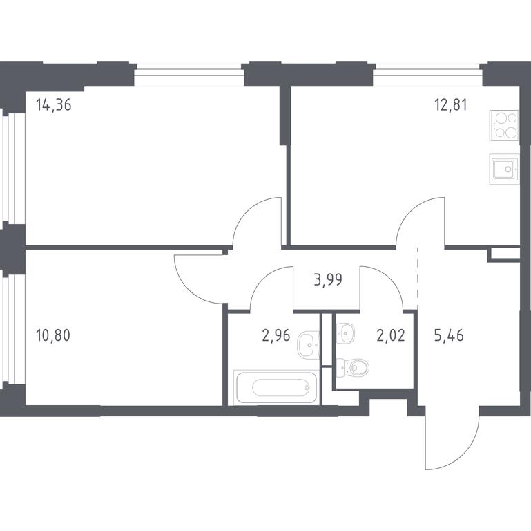 1-BD Apartment Sale, 52.4平方米 at Kosmicheskiy kvartal, M.K. Tikhonravova Street, Yubileyniy Microdistrict, Korolyov, Moscow Region, Russia #1