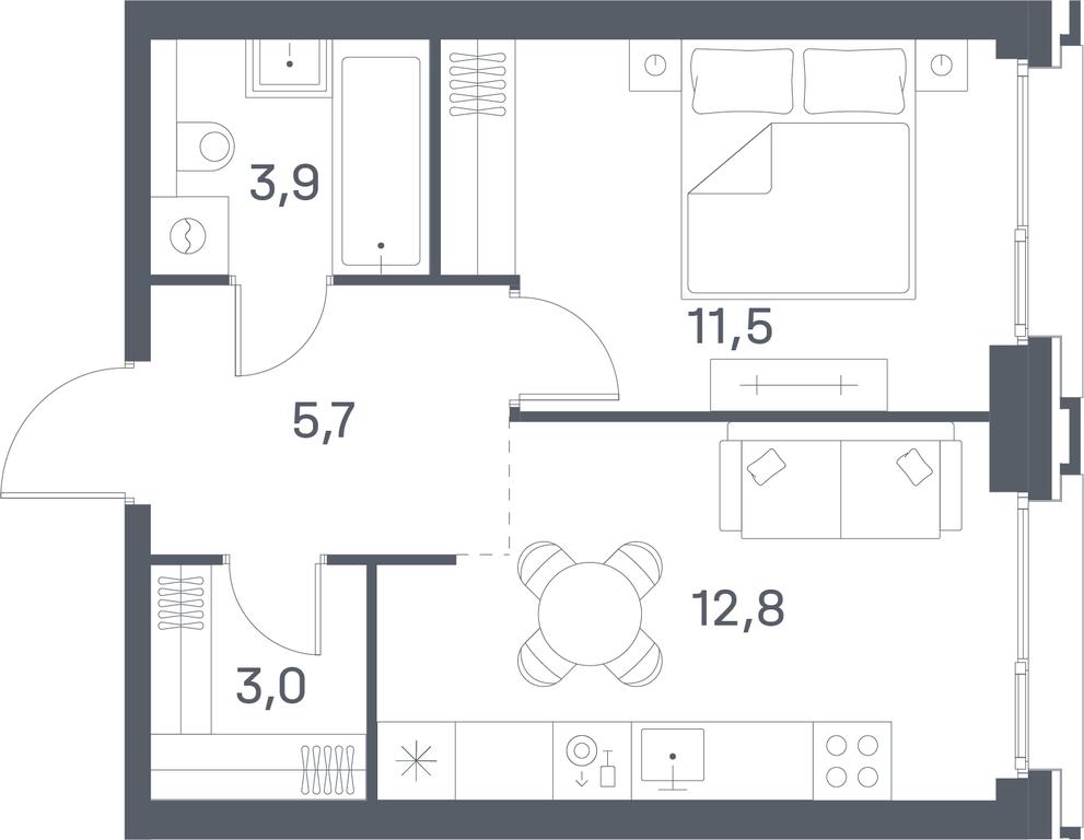 1-BD Apartment Sale, 36.9平方米 at Portland, Yuzhnoportovaya Street, 42с5, Moscow, Russia #2 1-BD Apartment Sale, 36.9平方米 at Portland, Yuzhnoportovaya Street, 42с5, Moscow, Russia #2