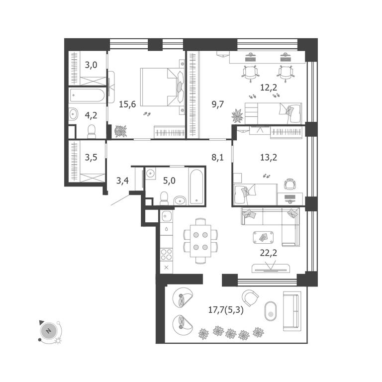 3-BD Apartment Sale, 105.3 sq. m. at Shagal, Автозаводская улица, 23, Москва, Россия #1 3-BD Apartment Sale, 105.3 sq. m. at Shagal, Автозаводская улица, 23, Москва, Россия #1