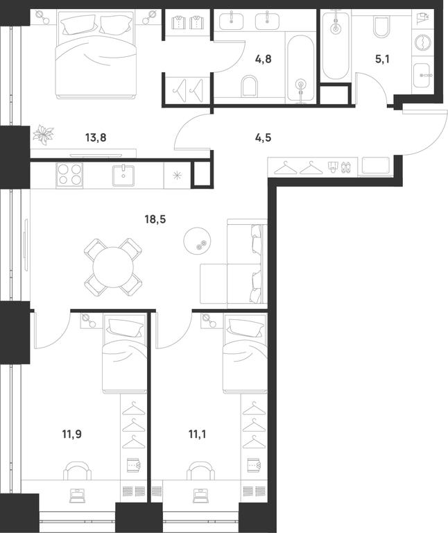 3-BD Apartment Sale, 69.7 sq. m. at Voice Towers, 1st Grayvoronovsky Drive, Moscow, Russia #1 3-BD Apartment Sale, 69.7 sq. m. at Voice Towers, 1st Grayvoronovsky Drive, Moscow, Russia #1