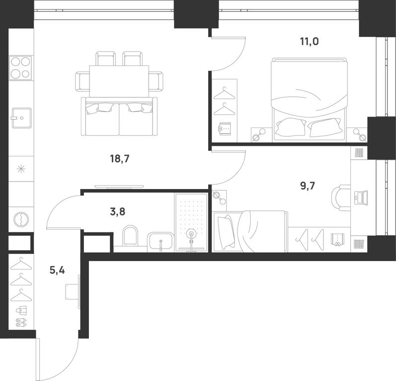 2-BD Apartment Sale, 48.6平方米 at Voice Towers, 1st Grayvoronovsky Drive, Moscow, Russia #1 2-BD Apartment Sale, 48.6平方米 at Voice Towers, 1st Grayvoronovsky Drive, Moscow, Russia #1