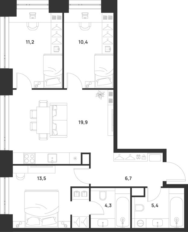 3-BD Apartment Sale, 71.4 sq. m. at Voice Towers, 1st Grayvoronovsky Drive, Moscow, Russia #1 3-BD Apartment Sale, 71.4 sq. m. at Voice Towers, 1st Grayvoronovsky Drive, Moscow, Russia #1